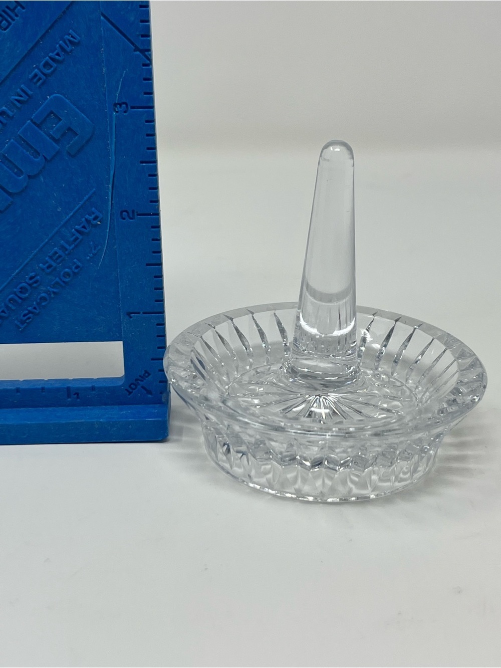 Vintage Crystal Ring Holder Dish Unmarked | Cut Crystal Jewelry Organizer Chic - Picture 4 of 5